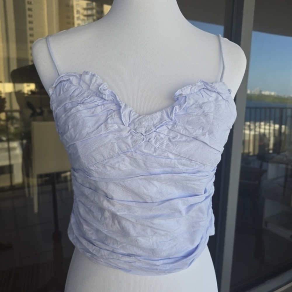 Zara Light Blue‎ Ruffled Camisole - Picture 2 of 8